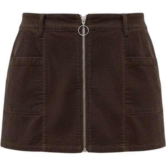 Altar'd State Dresses & Skirts - Altar'd State Chocolate Brown Utility Corduroy Mini-Skirt Large Retro Fall Zip
